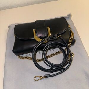 Black Leather Charles and Keith crossbody bag
